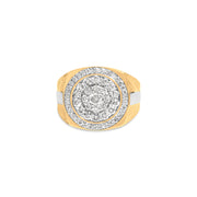 Bids.com 10K Yellow Gold 1 1/2 Cttw Diamond Cluster and Halo Signet Mens Ring (K-L Color, I1-I2 Clarity) - Size 10 Rings White Smoke 10 / YellowWhite.Gold,9 / YellowWhite.Gold,11 / Yellow.Gold,12 / YellowWhite.Gold