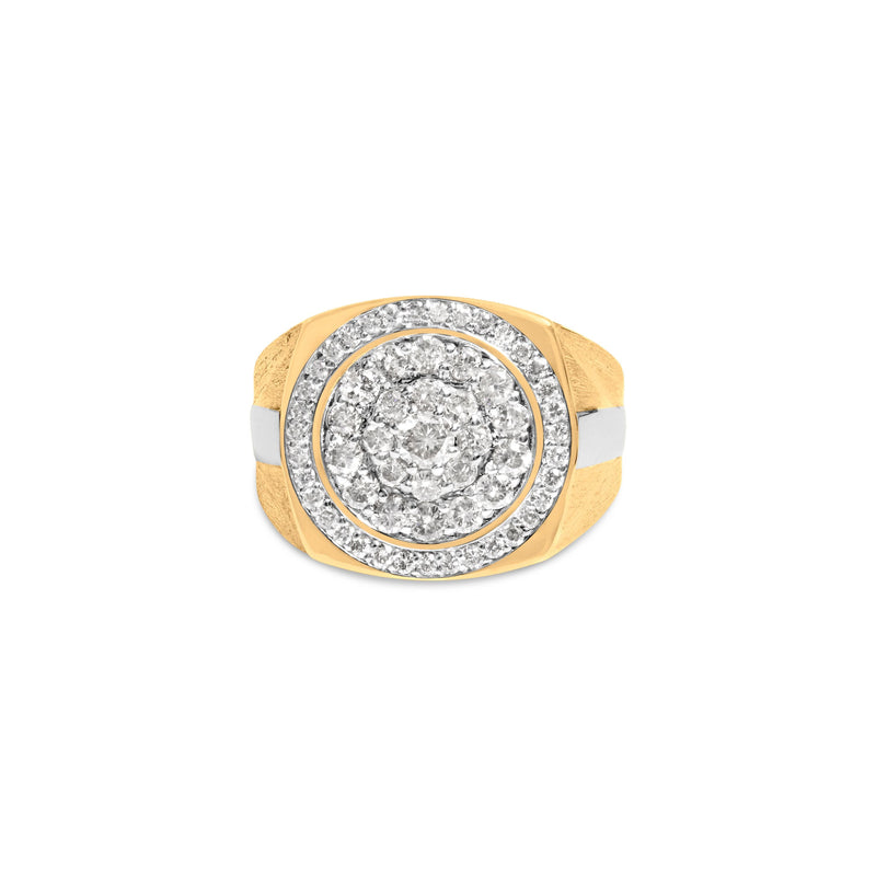 Bids.com 10K Yellow Gold 1 1/2 Cttw Diamond Cluster and Halo Signet Mens Ring (K-L Color, I1-I2 Clarity) - Size 10 Rings White Smoke 10 / YellowWhite.Gold,9 / YellowWhite.Gold,11 / Yellow.Gold,12 / YellowWhite.Gold