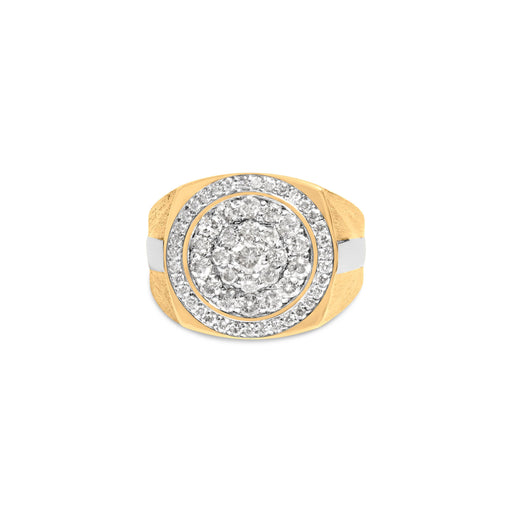 Bids.com 10K Yellow Gold 1 1/2 Cttw Diamond Cluster and Halo Signet Mens Ring (K-L Color, I1-I2 Clarity) - Size 10 Rings White Smoke 10 / YellowWhite.Gold,9 / YellowWhite.Gold,11 / Yellow.Gold,12 / YellowWhite.Gold
