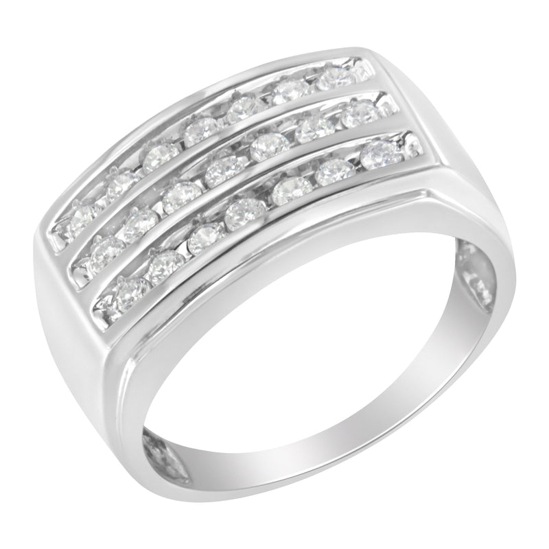 Bids.com 14K White Gold Men's Diamond Channel Set Band Ring (1 cttw, H-I Color, SI2-I1 Clarity) Rings White Smoke 13 / White.Gold,11 / White.Gold,10.5 / White.Gold,10.25 / White.Gold,10 / White.Gold,12 / White.Gold
