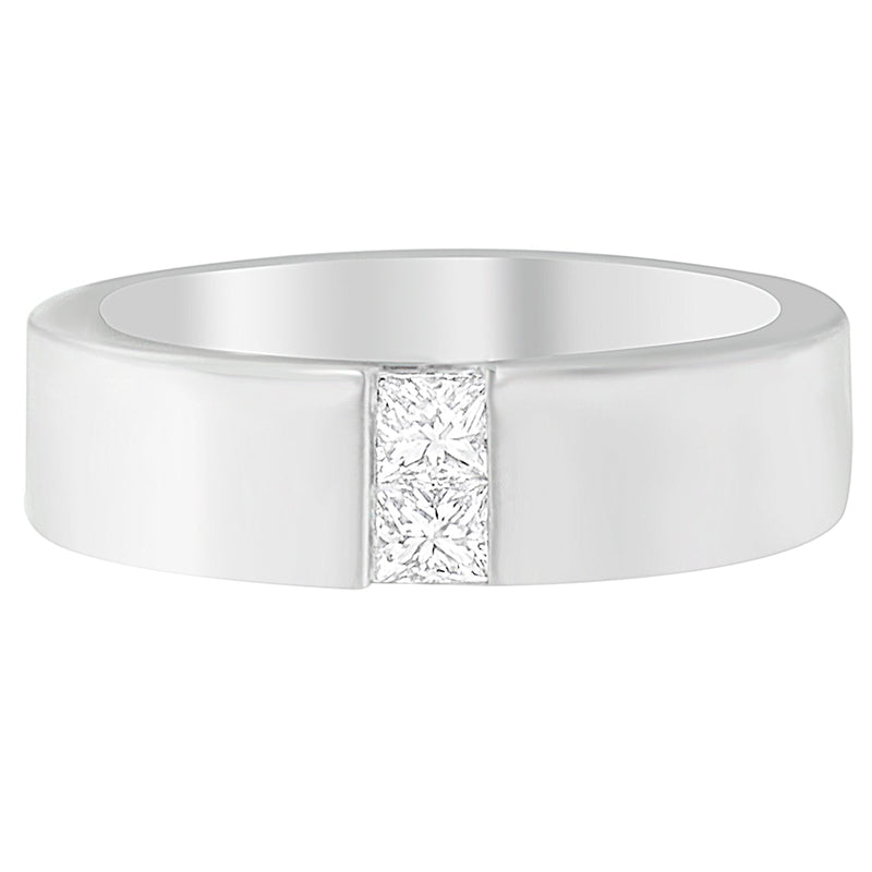 Bids.com Men's 14K White Gold 1/4 ct.TDW Diamond Channel Band Ring (G-H, VS1-VS2) Rings Lavender 7 / White.Gold