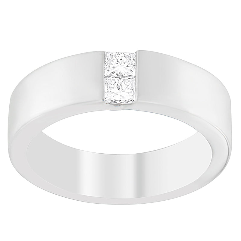 Bids.com Men's 14K White Gold 1/4 ct.TDW Diamond Channel Band Ring (G-H, VS1-VS2) Rings White Smoke 7 / White.Gold