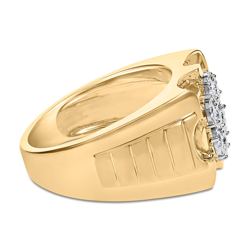 Bids.com Men's 14K Yellow Gold Plated .925 Sterling Silver 1/3 Cttw Miracle-Set Floral Diamond Cluster Ring (I-J Color, I1-I2 Clarity) - Size 10 Rings White Smoke 9 / Yellow.Sterling Silver,11 / Yellow.Sterling Silver,10 / Yellow.Sterling Silver,12 / Yellow.Sterling Silver