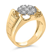 Bids.com Men's 14K Yellow Gold Plated .925 Sterling Silver 1/3 Cttw Miracle-Set Floral Diamond Cluster Ring (I-J Color, I1-I2 Clarity) - Size 10 Rings White Smoke 9 / Yellow.Sterling Silver,11 / Yellow.Sterling Silver,10 / Yellow.Sterling Silver,12 / Yellow.Sterling Silver