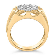 Bids.com Men's 14K Yellow Gold Plated .925 Sterling Silver 1/3 Cttw Miracle-Set Floral Diamond Cluster Ring (I-J Color, I1-I2 Clarity) - Size 10 Rings White Smoke 9 / Yellow.Sterling Silver,11 / Yellow.Sterling Silver,10 / Yellow.Sterling Silver,12 / Yellow.Sterling Silver
