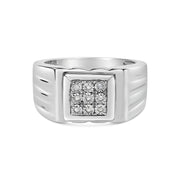Bids.com .925 Sterling Silver Diamond Accent Miracle-Set 9 Stone Ridged Band Gentlemen's Fashion Ring (I-J Color, I3 Clarity) - Size 10 Rings Gray 10 / White.Sterling Silver,9 / White.Sterling Silver,11 / White.Sterling Silver,12 / White.Sterling Silver
