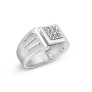 Bids.com .925 Sterling Silver Diamond Accent Miracle-Set 9 Stone Ridged Band Gentlemen's Fashion Ring (I-J Color, I3 Clarity) - Size 10 Rings White Smoke 10 / White.Sterling Silver,9 / White.Sterling Silver,11 / White.Sterling Silver,12 / White.Sterling Silver