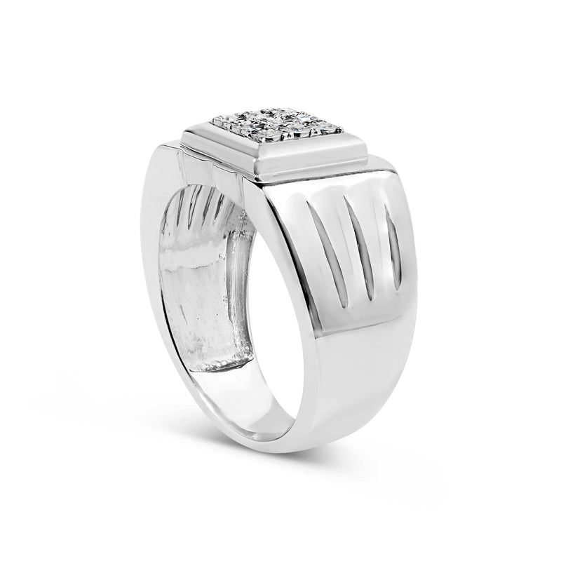 Bids.com .925 Sterling Silver Diamond Accent Miracle-Set 9 Stone Ridged Band Gentlemen's Fashion Ring (I-J Color, I3 Clarity) - Size 10 Rings White Smoke 10 / White.Sterling Silver,9 / White.Sterling Silver,11 / White.Sterling Silver,12 / White.Sterling Silver