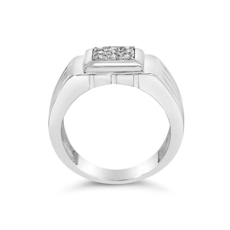 Bids.com .925 Sterling Silver Diamond Accent Miracle-Set 9 Stone Ridged Band Gentlemen's Fashion Ring (I-J Color, I3 Clarity) - Size 10 Rings White Smoke 10 / White.Sterling Silver,9 / White.Sterling Silver,11 / White.Sterling Silver,12 / White.Sterling Silver