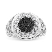 Bids.com .925 Sterling Silver 1/4 Cttw White and Black Treated Diamond Halo Cluster Ring for Men (I-J Color, I3 Clarity) - Size 10 Rings White Smoke 10 / White.Sterling Silver,11 / White.Sterling Silver,9 / White.Sterling Silver