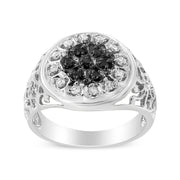 Bids.com .925 Sterling Silver 1/4 Cttw White and Black Treated Diamond Halo Cluster Ring for Men (I-J Color, I3 Clarity) - Size 10 Rings White Smoke 10 / White.Sterling Silver,11 / White.Sterling Silver,9 / White.Sterling Silver