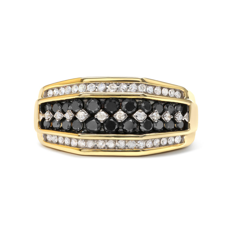 Bids.com Men's 14K Yellow Gold Plated .925 Sterling Silver 1 1/2 Cttw White and Black Treated Diamond Cluster Ring (Black / I-J Color, I2-I3 Clarity) - Size 10 Rings White Smoke 11 / Yellow.Sterling Silver,9 / Yellow.Sterling Silver,10 / Yellow.Sterling Silver