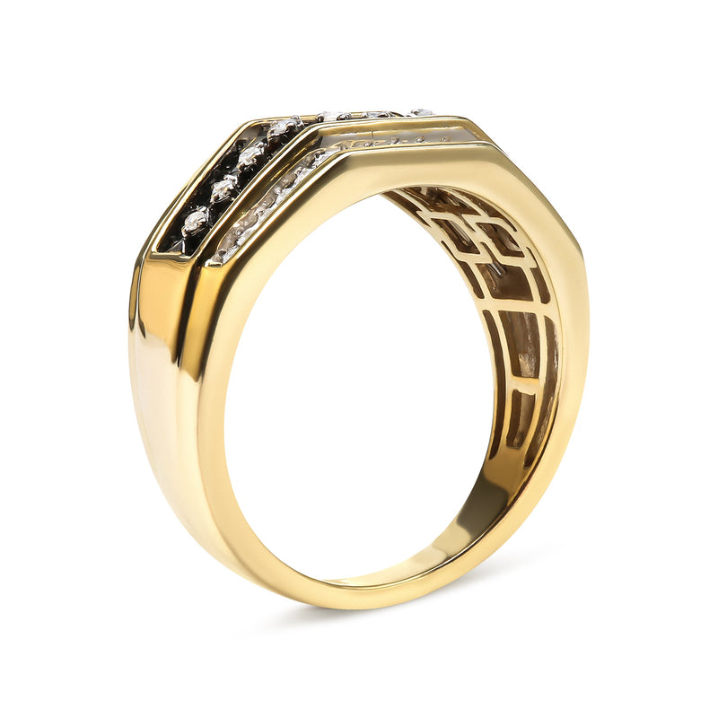 Bids.com Men's 14K Yellow Gold Plated .925 Sterling Silver 1 1/2 Cttw White and Black Treated Diamond Cluster Ring (Black / I-J Color, I2-I3 Clarity) - Size 10 Rings White Smoke 11 / Yellow.Sterling Silver,9 / Yellow.Sterling Silver,10 / Yellow.Sterling Silver
