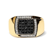 Bids.com Men's 10K Yellow Gold 1.00 Cttw Cushion Cluster Black and White Diamond Statement Ring (I-J Color, I2-I3 Clarity) - Ring Size 10.5 Rings Wheat 10 / Yellow.Gold,9 / Yellow.Gold,9.5 / Yellow.Gold,10.5 / Yellow.Gold,11 / Yellow.Gold