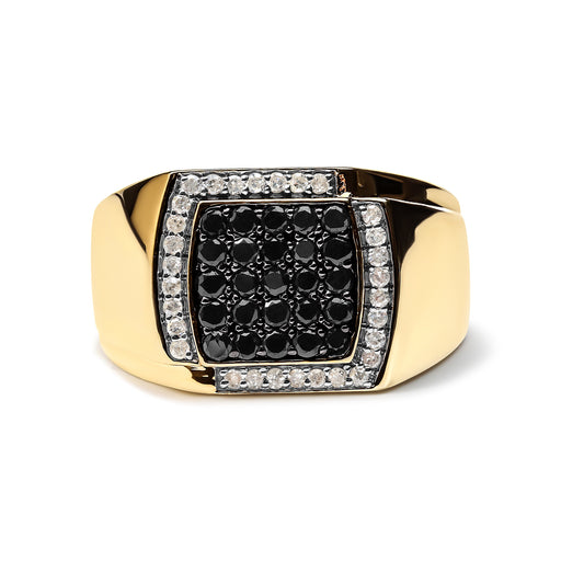 Bids.com Men's 10K Yellow Gold 1.00 Cttw Cushion Cluster Black and White Diamond Statement Ring (I-J Color, I2-I3 Clarity) - Ring Size 10.5 Rings Wheat 10 / Yellow.Gold,9 / Yellow.Gold,9.5 / Yellow.Gold,10.5 / Yellow.Gold,11 / Yellow.Gold
