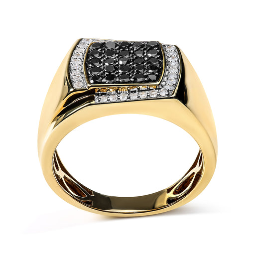 Bids.com Men's 10K Yellow Gold 1.00 Cttw Cushion Cluster Black and White Diamond Statement Ring (I-J Color, I2-I3 Clarity) - Ring Size 10.5 Rings White Smoke 10 / Yellow.Gold,9 / Yellow.Gold,9.5 / Yellow.Gold,10.5 / Yellow.Gold,11 / Yellow.Gold