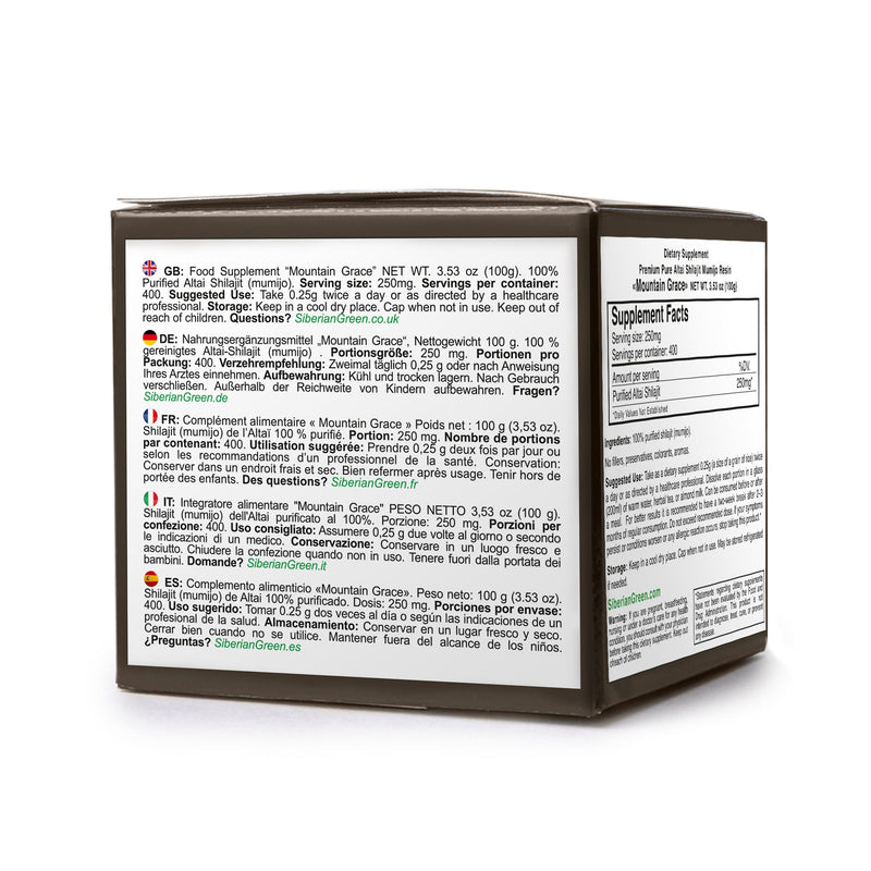 SiberianGreen.com Siberian Shilajit Altai Mumijo Resin | Sibirska Mountain Grace 100g (Sachera-Med) Body Wash Gray