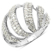 Bids.com 0.98 Carat Genuine White Diamond .925 Sterling Silver Ring Rings White Smoke size 7.00,size 8.00,size 6.00,size 9.00