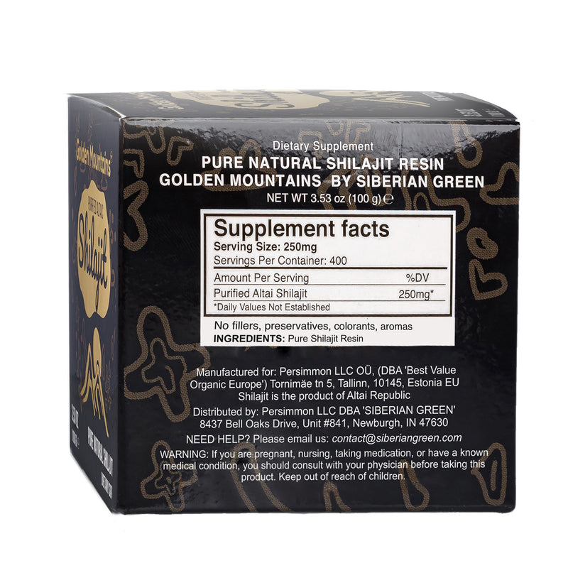 SiberianGreen.com Golden Mountains Shilajit Resin 100g: Pure Altai Mountains Shilajit by Siberian Green Body Wash Black