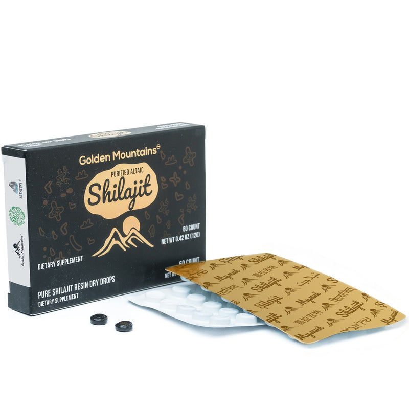 SiberianGreen.com Siberian Green Shilajit Dry Drops | Altai Golden Mountains | 60 x 200mg Herbs White Smoke