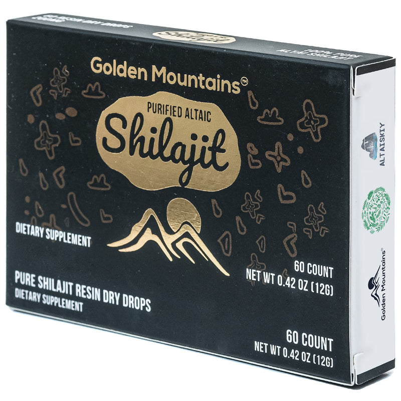 SiberianGreen.com Siberian Green Shilajit Dry Drops | Altai Golden Mountains | 60 x 200mg Herbs White Smoke