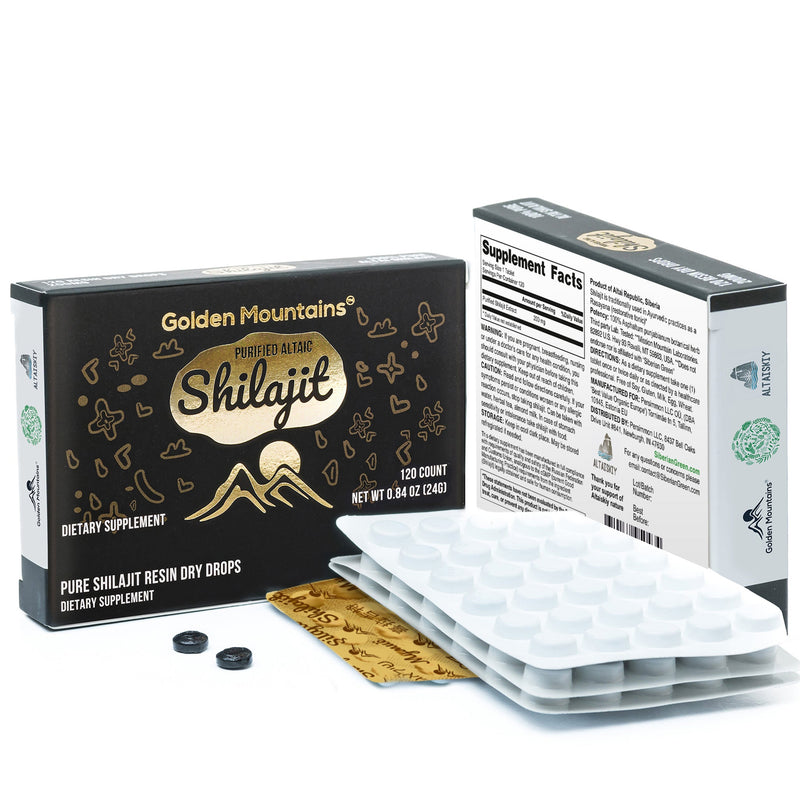 SiberianGreen.com Shilajit 120 Dry Drops: Altai Golden Mountains Shilajit by Siberian Green Herbs White Smoke
