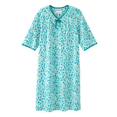 Silverts Silverts Senior Women's Adaptive Open Back Knit Printed Nightgown Painted Strokes Medical Supplies White Smoke