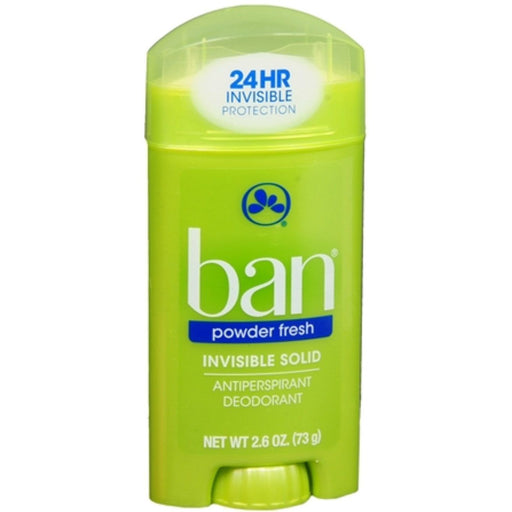 Ban Ban Powder Fresh Invisible Solid Antiperspirant Deodorant, 2.6 Oz Deodorant Yellow Green