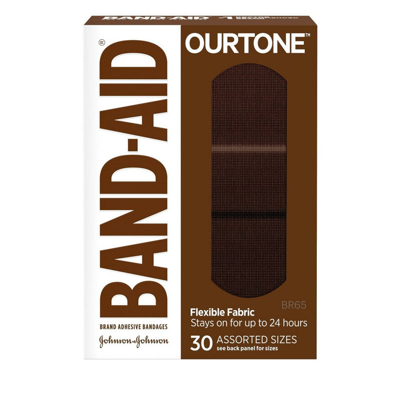 Band-Aid Band-Aid Brand OURTONE Flexible Fabric Bandages – 30 Count First Aid Saddle Brown