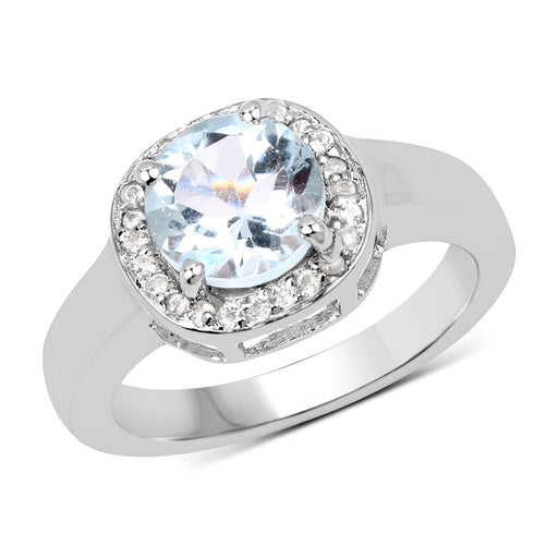 Bids.com 2.37 Carat Genuine Blue Topaz and White Topaz .925 Sterling Silver Ring Rings White Smoke size 7.00,size 8.00,size 9.00,size 5.00,size 6.00,size 10.00