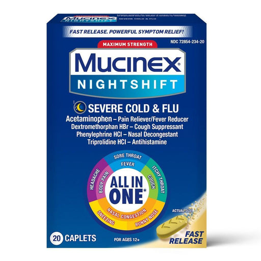 Mucinex Mucinex Nightshift Severe Cold & Flu Caplets - 20ct Personal Care White Smoke