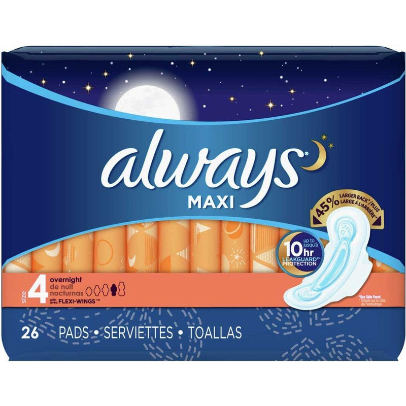 Always Always Maxis Size 4 6-26's Feminine Pads & Protectors Midnight Blue