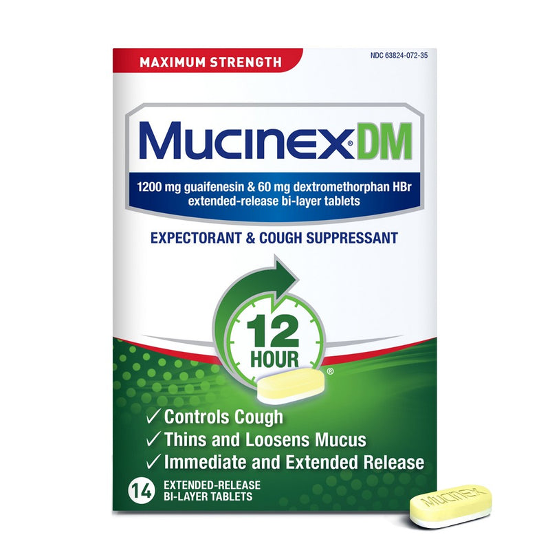 Mucinex Mucinex Expectorant & Cough Suppressant, 12 Hour, Maximum Strength, Extended Release Bi Layer Tablets Health & Beauty White Smoke