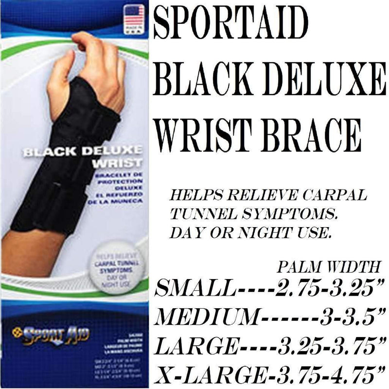 Sport Aid Sport Aid Black Deluxe Wrist Left Medium Wall Jacks & Braces White Smoke