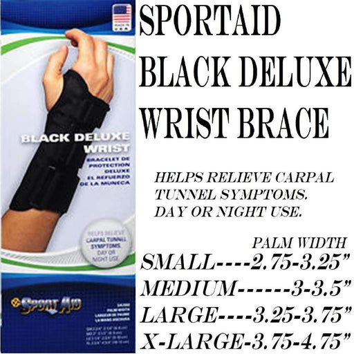 Sport Aid Sport Aid Black Deluxe Wrist Left Medium Wall Jacks & Braces White Smoke