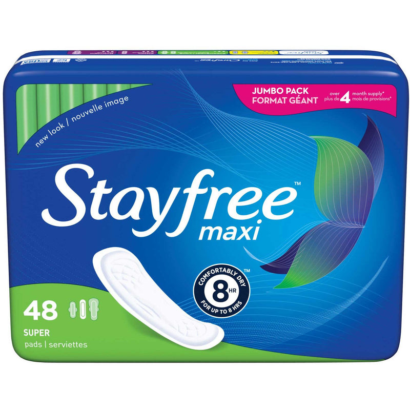 Stayfree Stayfree Maxi Pads, Super Absorbency, 192 Count (Pack of 4, 48 ct per Pack) Health & Beauty Dark Slate Blue