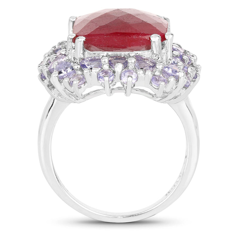Bids.com 15.13 Carat Dyed Ruby & Tanzanite .925 Sterling Silver Ring Rings White Smoke size 9.00,size 5.00,size 6.00,size 7.00,size 8.00,Size 10.00,Size 11.00,size 7.50