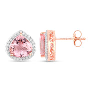 Bids.com 3.27 Carat Genuine Morganite and White Diamond 14K Rose Gold Earrings Earrings White Smoke