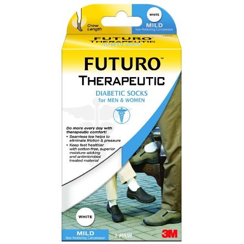 Futuro Futuro Therapeutic Diabetic Socks – Mild Support – White – Small (Unisex Men's & Women's) Socks White Smoke