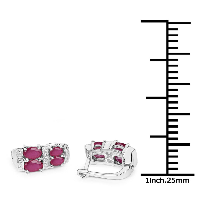 Bids.com 3.20 Carat Glass Filled Ruby .925 Sterling Silver Earrings Earrings White Smoke
