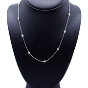 Bids.com 14K White Gold 1.00 Cttw Bezel Set Round Diamond Marquise Shaped Milgrain Station 18" Collar Necklace (G-H Color, SI1-SI2 Clarity) Necklaces Black White.Gold / 18