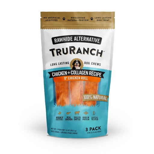 TruRanch TruRanch Collagen 9" Chicken Rolls – Rawhide Free Dog Treats (10 oz) Dog Treats White Smoke