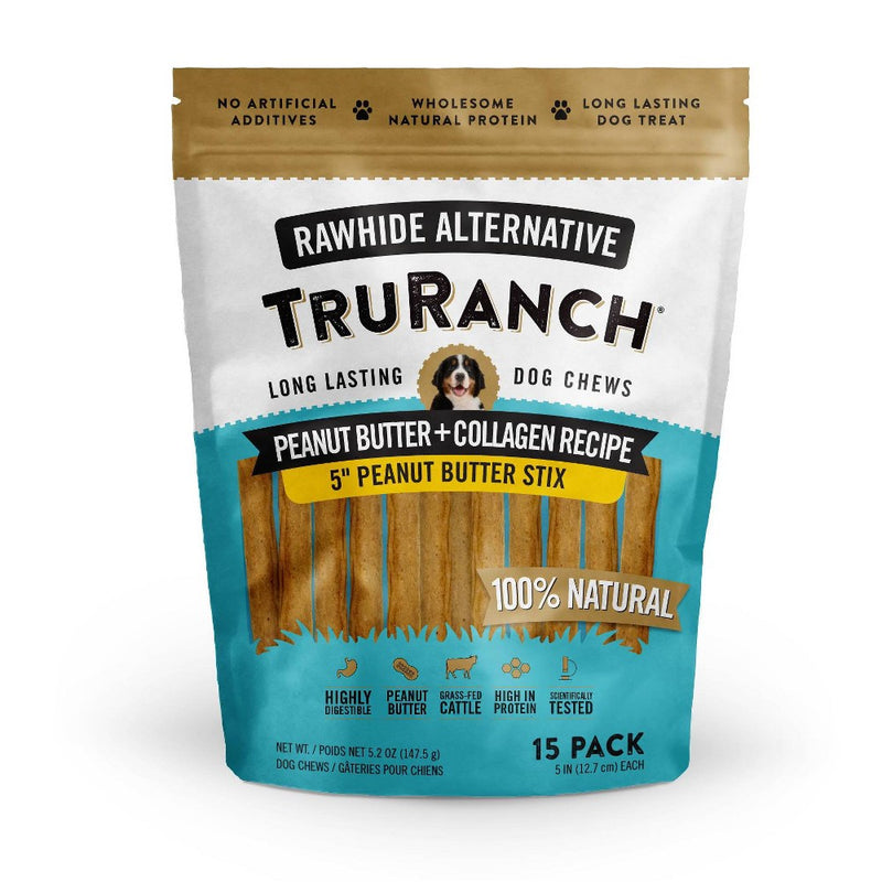 Truranch Truranch Dog Chews – Peanut Butter + Collagen Recipe (Rawhide Alternative) Dog Treats White Smoke