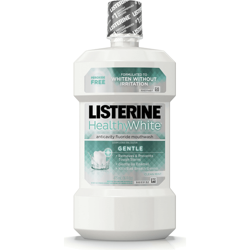 Listerine Listerine HEALTHY WHITE Anticavity Mouthwash, Gentle Clean Mint, 16 Fl. Oz Mouthwash White Smoke