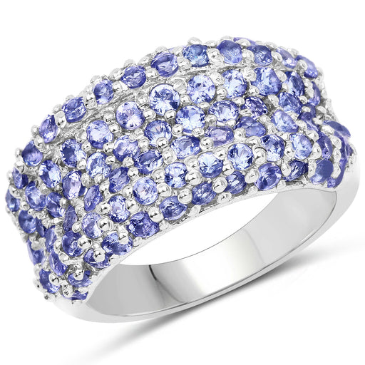 Bids.com 2.47 Carat Genuine Tanzanite .925 Sterling Silver Ring Rings White Smoke size 7.00,size 8.00,size 6.00,size 9.00