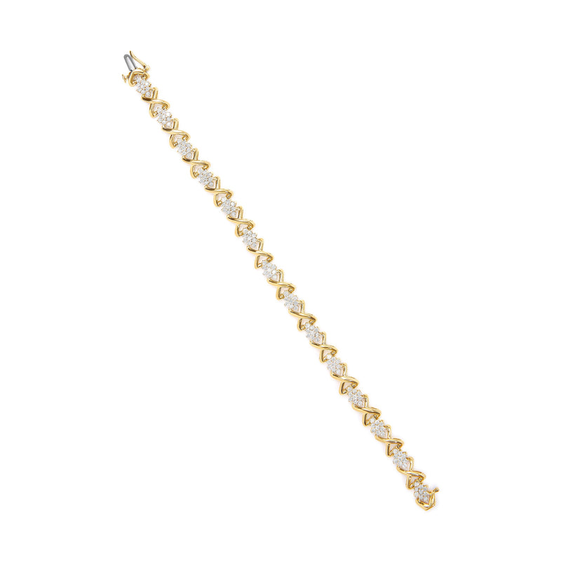 Bids.com 10k Yellow Gold Plated .925 Sterling Silver 2.00 Cttw Round-Cut Diamond Link 7" Bracelet (H-I Color, I2-I3 Clarity) Bracelets White Smoke Yellow.Sterling Silver / 7