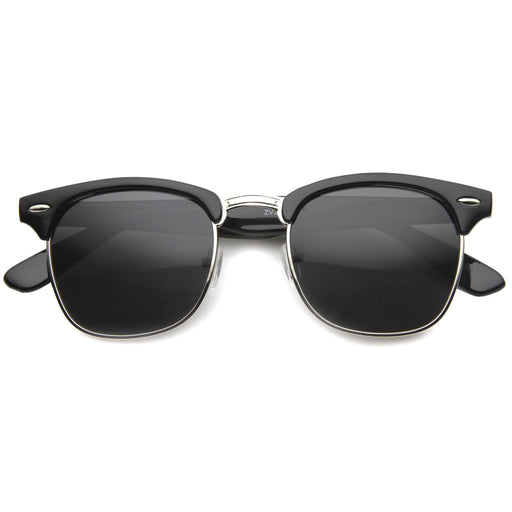 zeroUV Vintage Half Frame Polarized Horned Rim Sunglasses 2936 Sunglasses White Smoke Black Silver Smoke