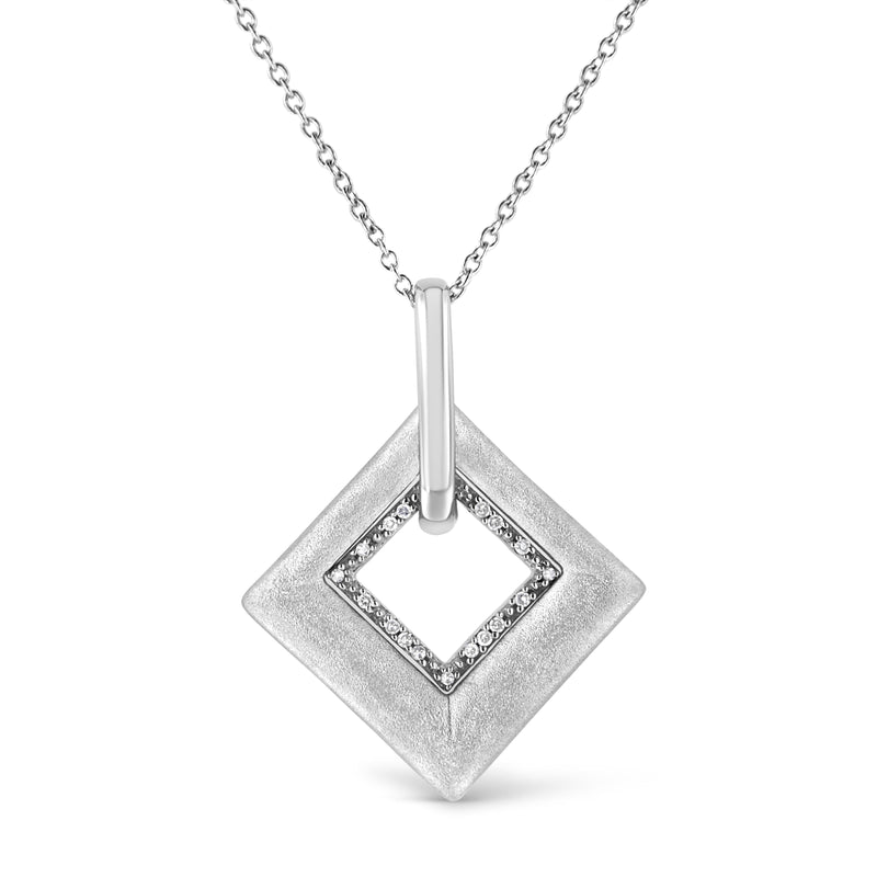 Bids.com .925 Sterling Silver Pave-Set Diamond Accent Kite Shape 18" Pendant Necklace (I-J Color, I1-I2 Clarity) Necklaces White Smoke White.Sterling Silver / 18