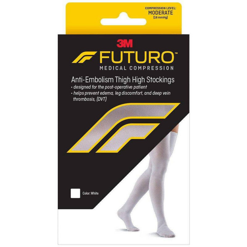 Futuro Futuro Anti-Embolism Closed Toe Stockings Thigh Length, White, Moderate Large Supports & Braces White Smoke