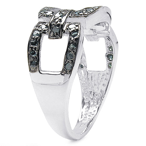Bids.com 0.36 Carat Genuine Blue Diamond .925 Sterling Silver Ring Rings White Smoke size 6.00,size 7.00,size 8.00,size 9.00